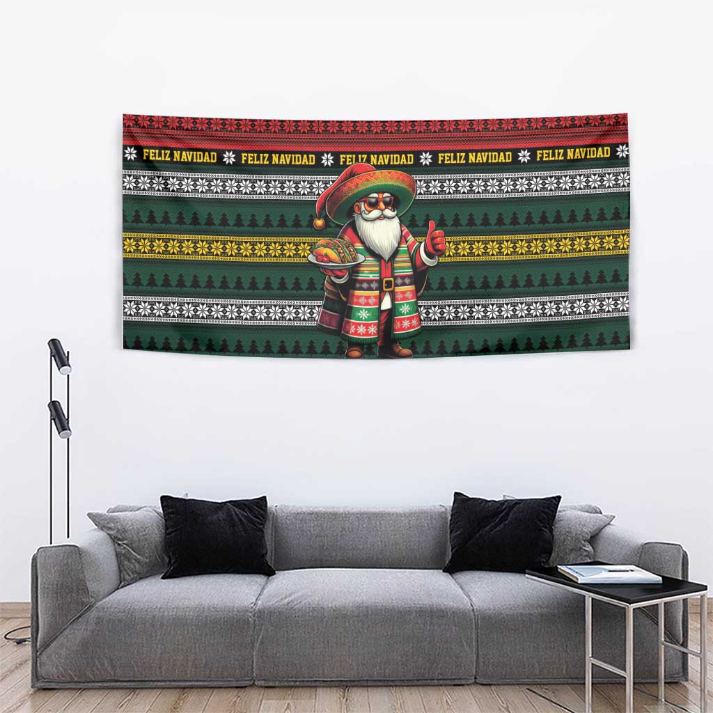 Mexican Santa Sombrero Tapestry Feliz Navidad Mexico - Wonder Print Shop