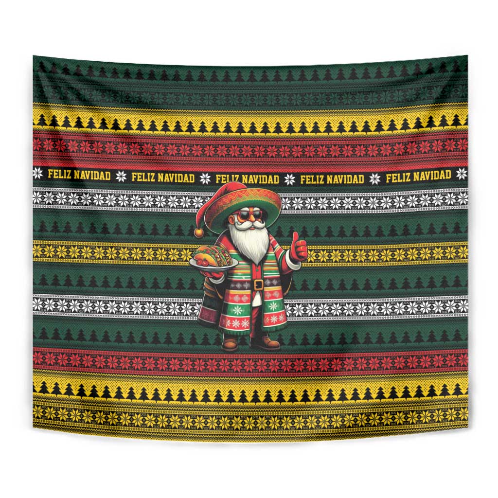 Mexican Santa Sombrero Tapestry Feliz Navidad Mexico - Wonder Print Shop