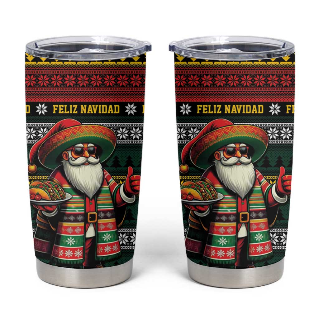 Mexican Santa Sombrero Tumbler Cup Feliz Navidad Mexico - Wonder Print Shop