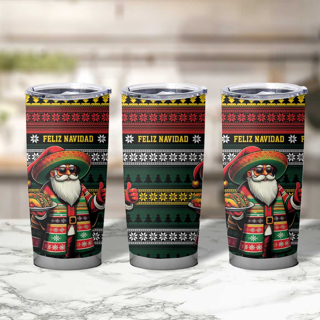 Mexican Santa Sombrero Tumbler Cup Feliz Navidad Mexico - Wonder Print Shop
