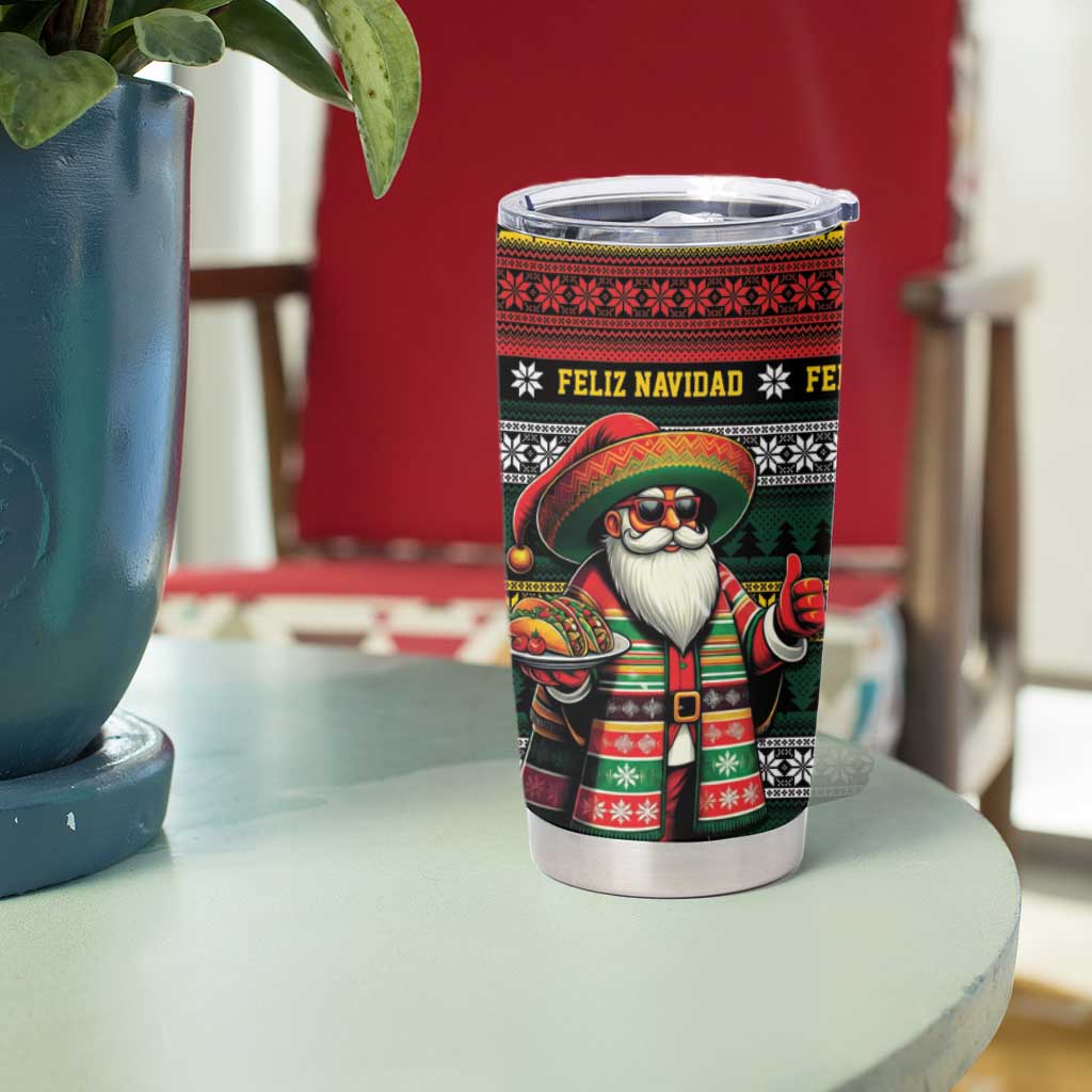 Mexican Santa Sombrero Tumbler Cup Feliz Navidad Mexico - Wonder Print Shop