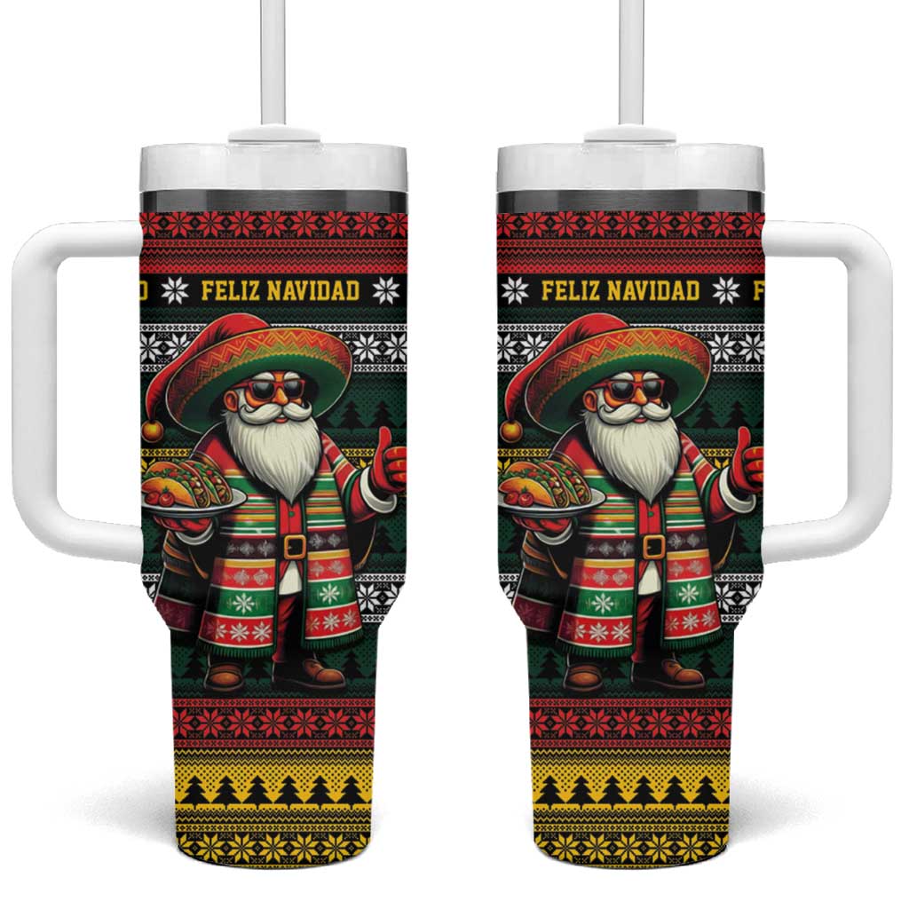 Mexican Santa Sombrero Tumbler With Handle Feliz Navidad Mexico - Wonder Print Shop