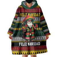 Mexican Santa Sombrero Wearable Blanket Hoodie Feliz Navidad Mexico - Wonder Print Shop