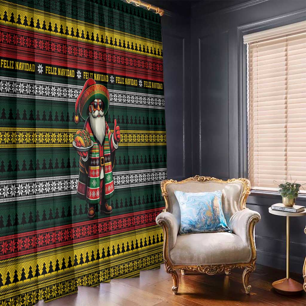 Mexican Santa Sombrero Window Curtain Feliz Navidad Mexico - Wonder Print Shop