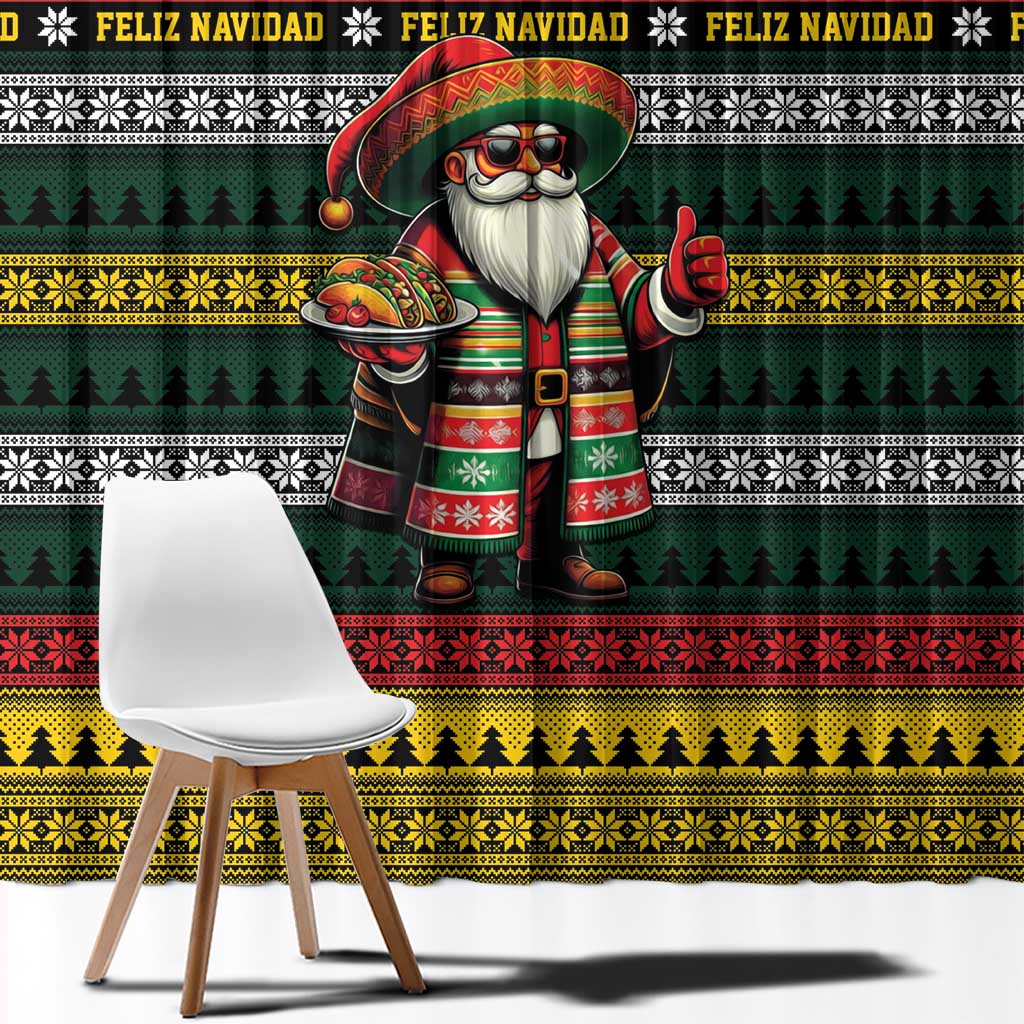 Mexican Santa Sombrero Window Curtain Feliz Navidad Mexico - Wonder Print Shop