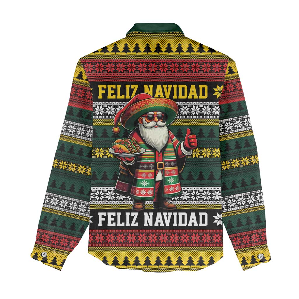 Mexican Santa Sombrero Women Casual Shirt Feliz Navidad Mexico - Wonder Print Shop