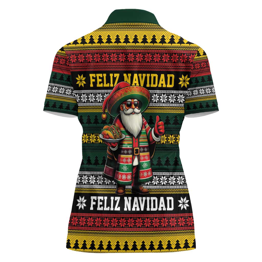 Mexican Santa Sombrero Women Polo Shirt Feliz Navidad Mexico - Wonder Print Shop