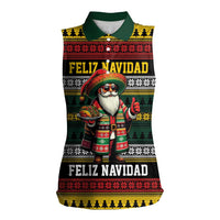 Mexican Santa Sombrero Women Sleeveless Polo Shirt Feliz Navidad Mexico - Wonder Print Shop