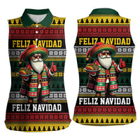 Mexican Santa Sombrero Women Sleeveless Polo Shirt Feliz Navidad Mexico - Wonder Print Shop