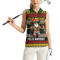 Mexican Santa Sombrero Women Sleeveless Polo Shirt Feliz Navidad Mexico - Wonder Print Shop