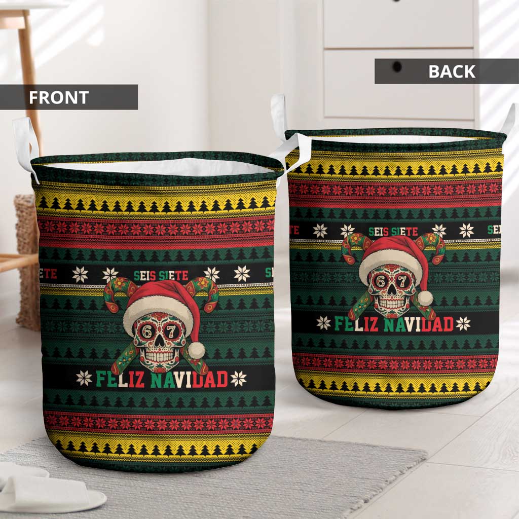 Mexican SEIS Siete 67 Meme Laundry Basket Feliz Navidad Mexico - Wonder Print Shop