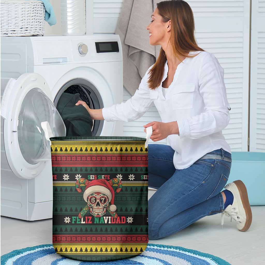 Mexican SEIS Siete 67 Meme Laundry Basket Feliz Navidad Mexico - Wonder Print Shop