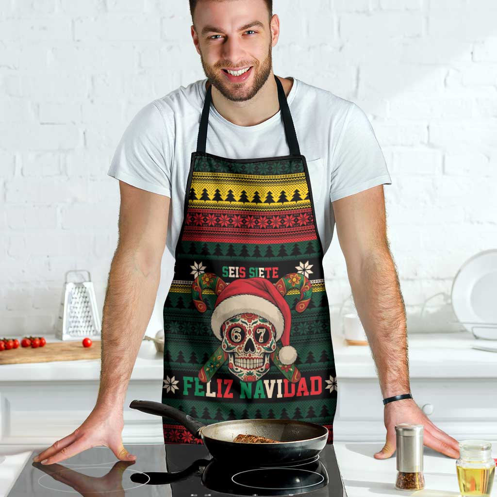 Mexican SEIS Siete 67 Meme Apron Feliz Navidad Mexico - Wonder Print Shop
