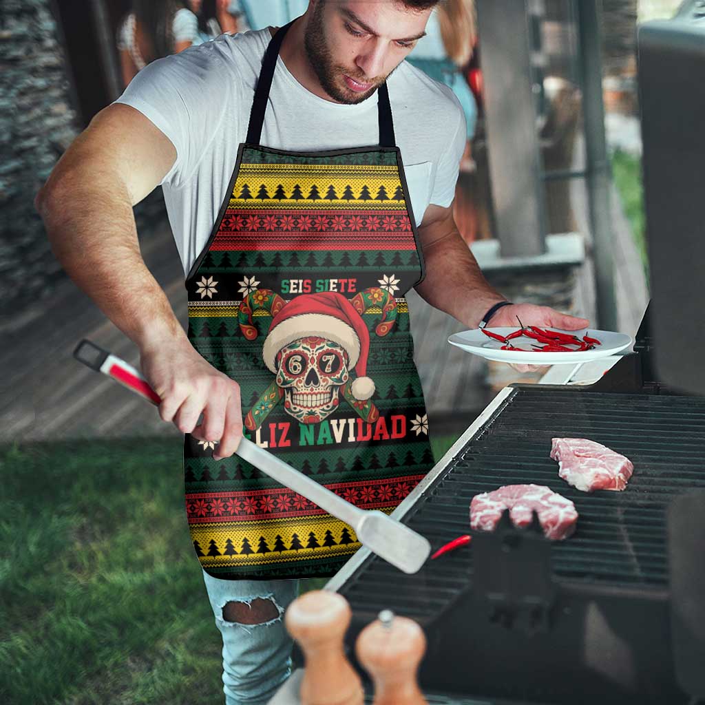 Mexican SEIS Siete 67 Meme Apron Feliz Navidad Mexico - Wonder Print Shop
