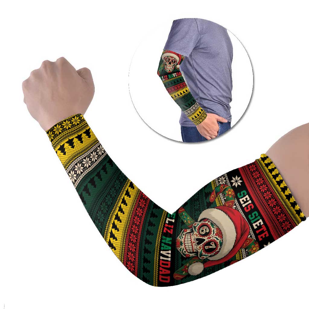 Mexican SEIS Siete 67 Meme Arm Sleeves Feliz Navidad Mexico - Wonder Print Shop