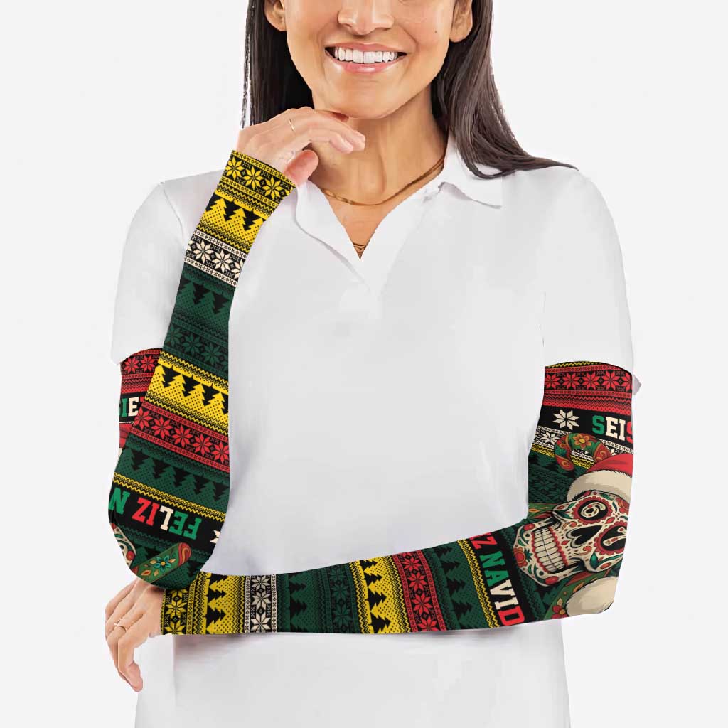 Mexican SEIS Siete 67 Meme Arm Sleeves Feliz Navidad Mexico - Wonder Print Shop