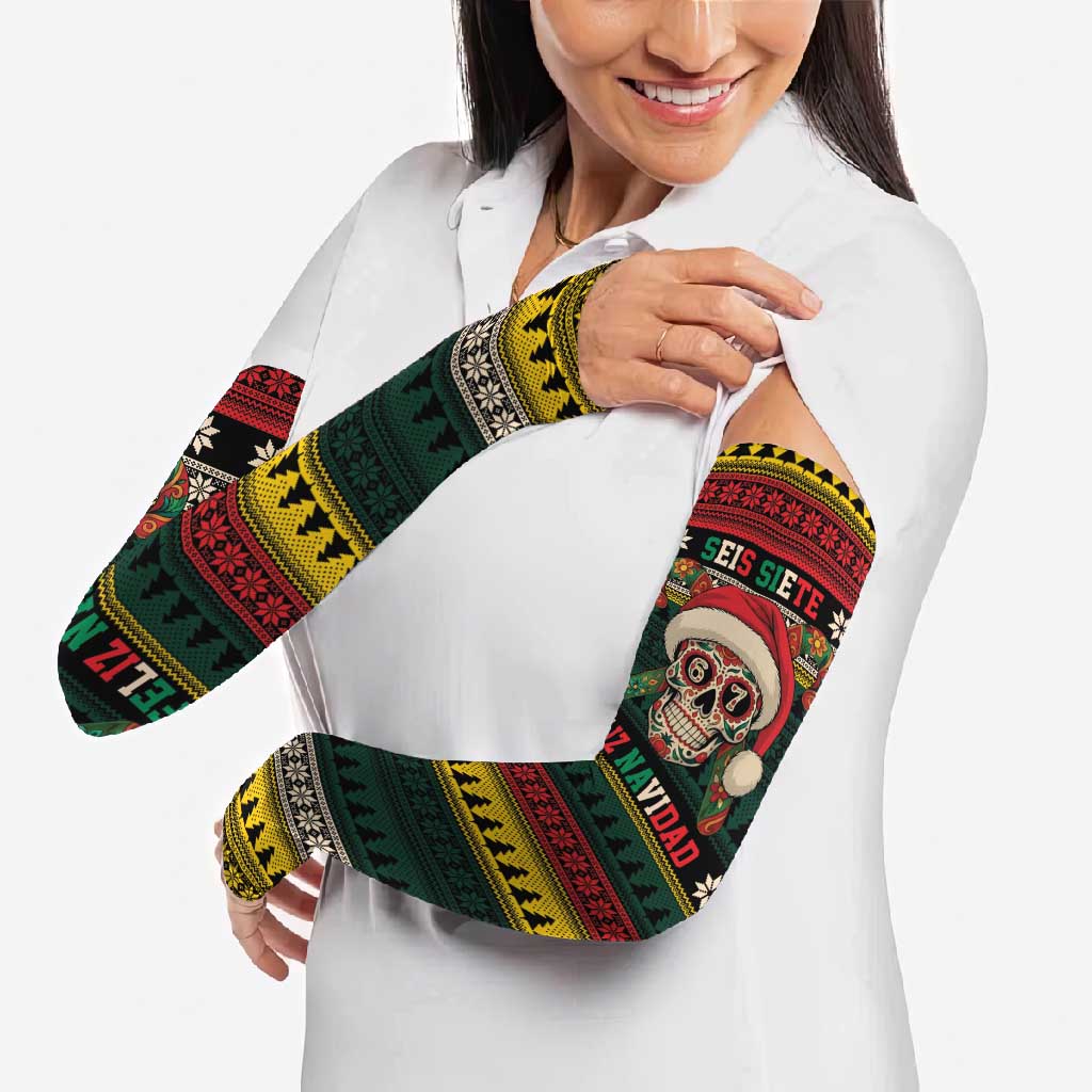Mexican SEIS Siete 67 Meme Arm Sleeves Feliz Navidad Mexico - Wonder Print Shop