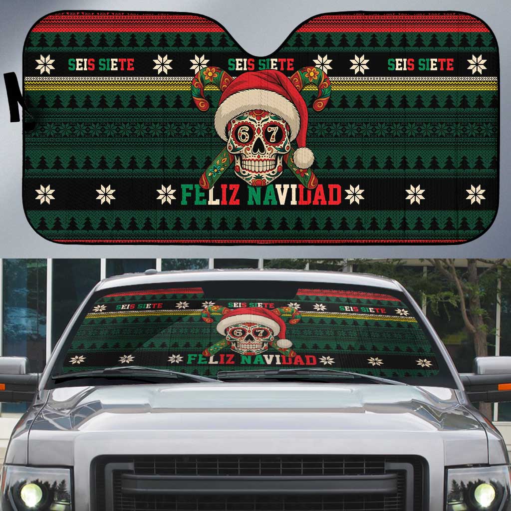 Mexican SEIS Siete 67 Meme Auto Sun Shade Feliz Navidad Mexico - Wonder Print Shop