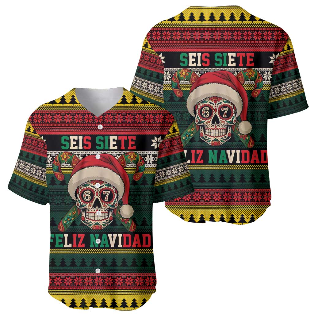 Mexican SEIS Siete 67 Meme Baseball Jersey Feliz Navidad Mexico - Wonder Print Shop