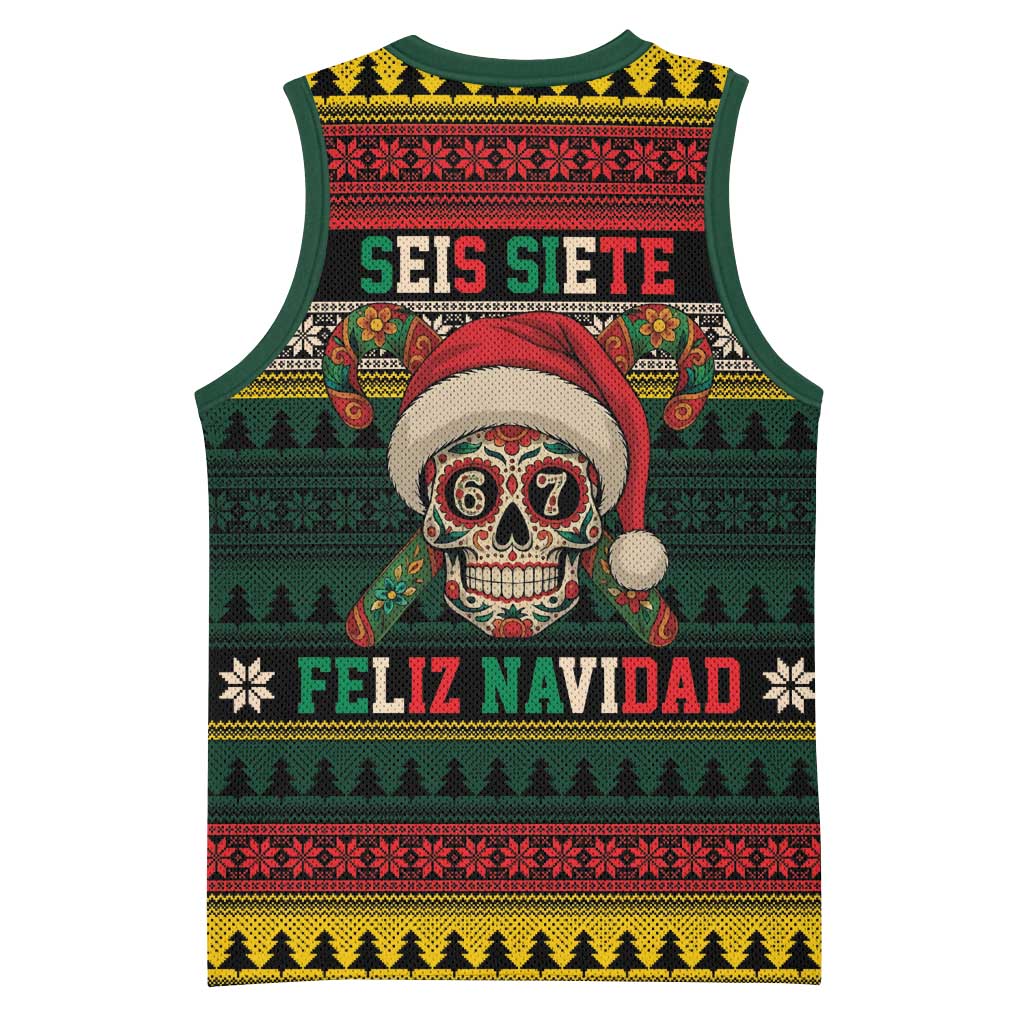 Mexican SEIS Siete 67 Meme Basketball Jersey Feliz Navidad Mexico - Wonder Print Shop