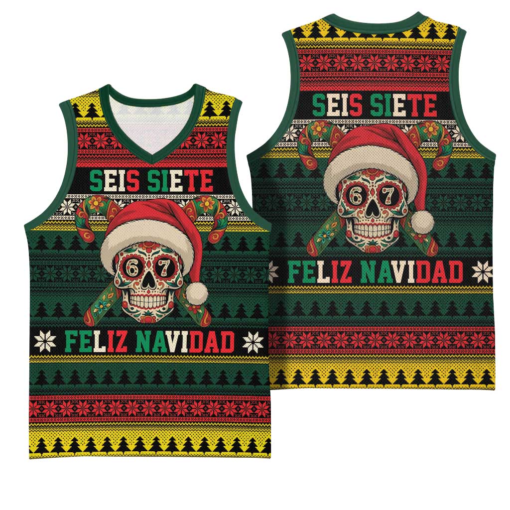 Mexican SEIS Siete 67 Meme Basketball Jersey Feliz Navidad Mexico - Wonder Print Shop