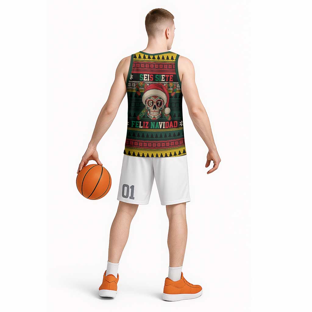 Mexican SEIS Siete 67 Meme Basketball Jersey Feliz Navidad Mexico - Wonder Print Shop