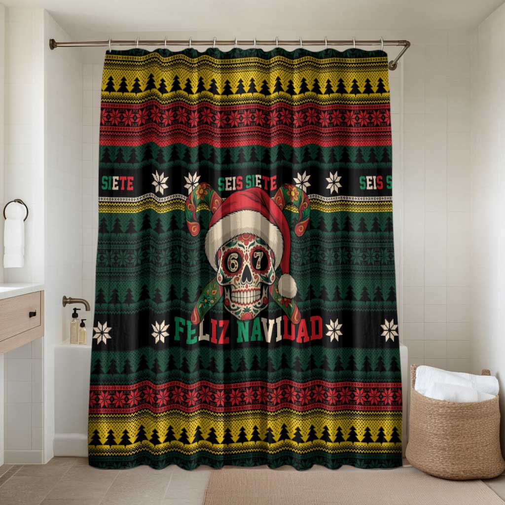 Mexican SEIS Siete 67 Meme Bathroom Set Feliz Navidad Mexico - Wonder Print Shop