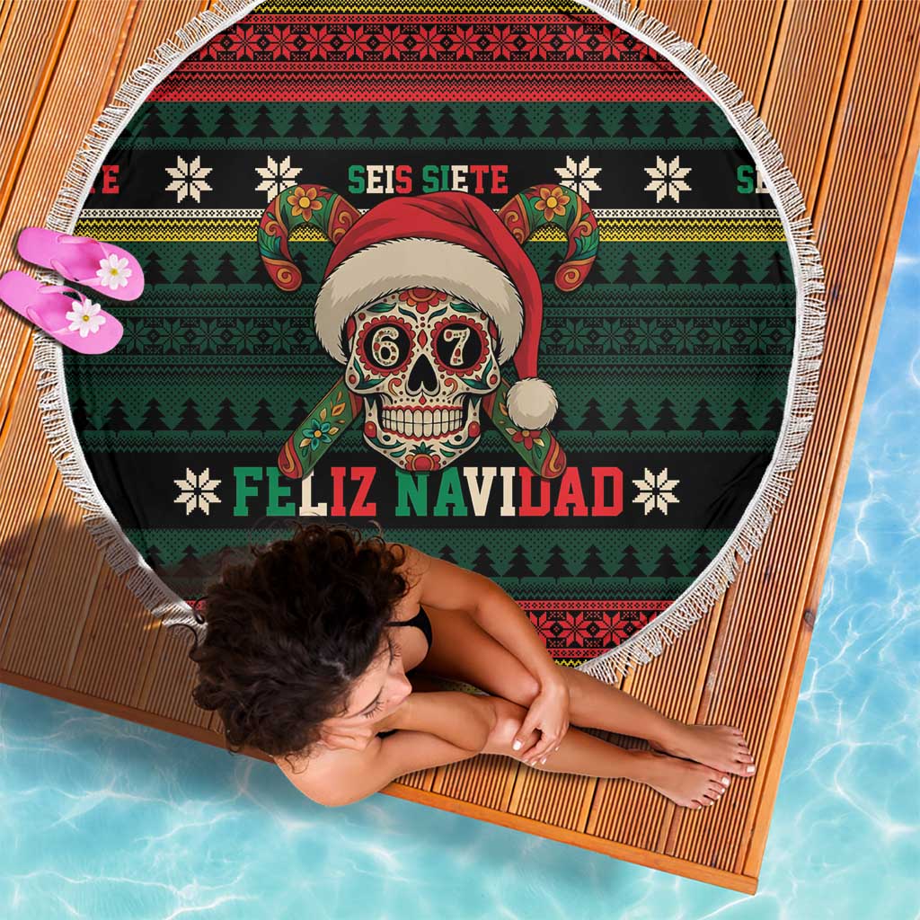 Mexican SEIS Siete 67 Meme Beach Blanket Feliz Navidad Mexico - Wonder Print Shop