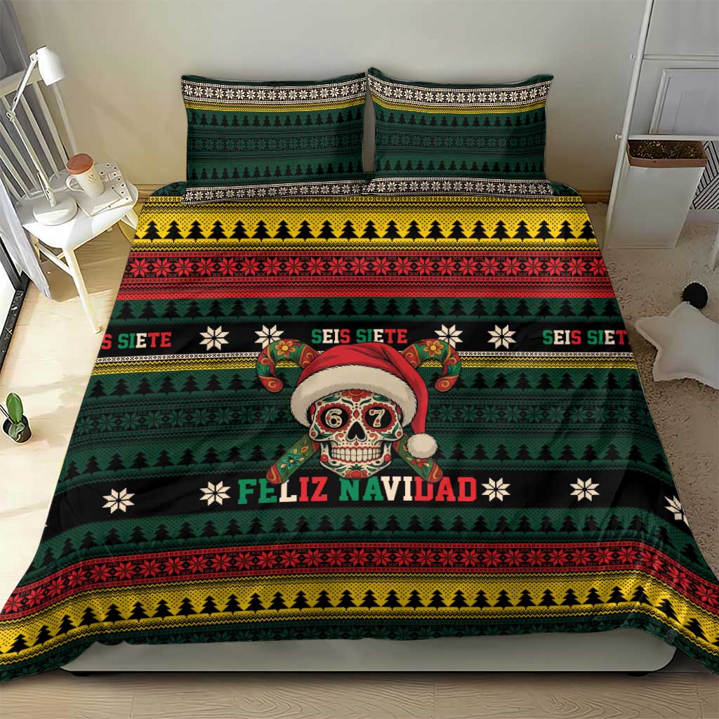 Mexican SEIS Siete 67 Meme Bedding Set Feliz Navidad Mexico - Wonder Print Shop