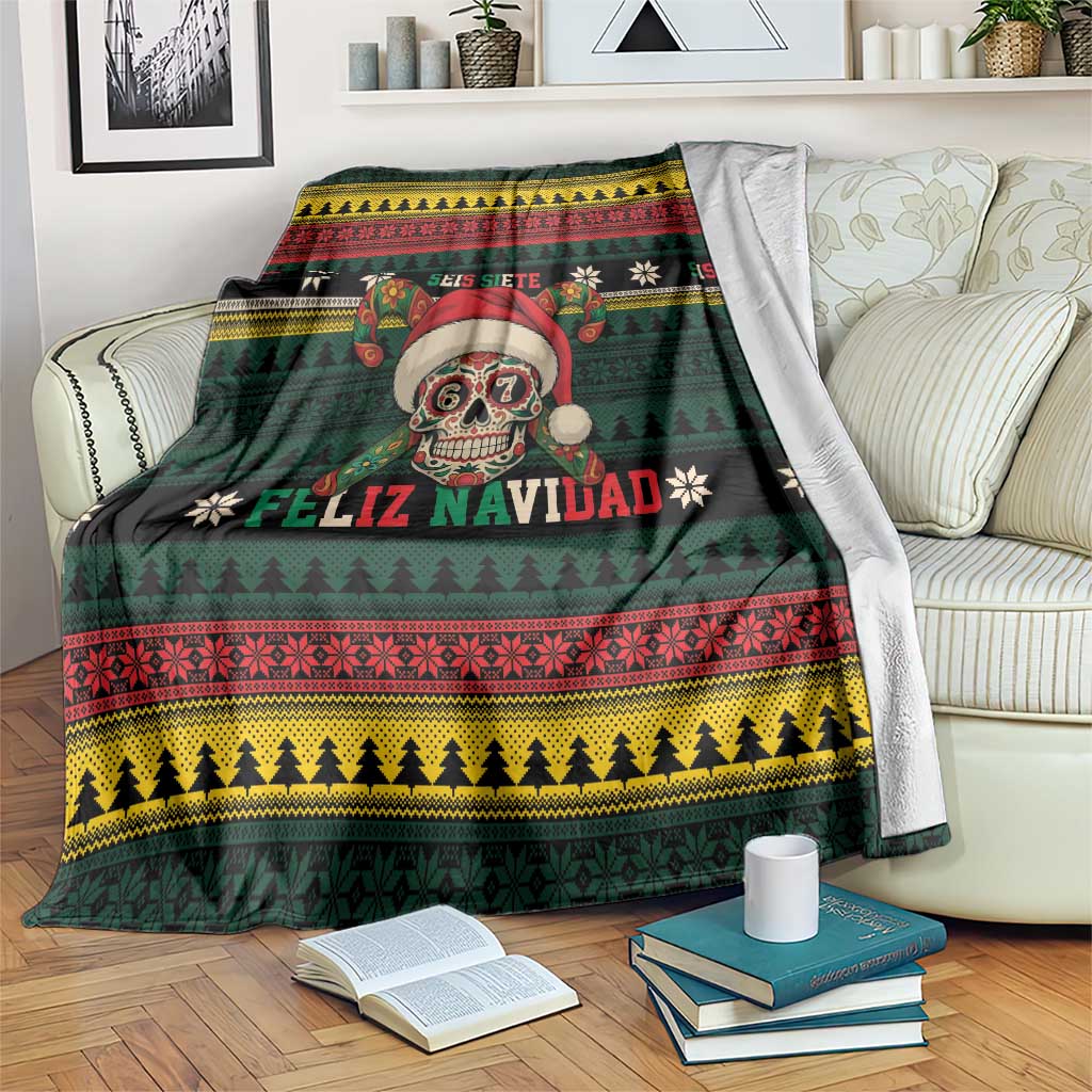 Mexican SEIS Siete 67 Meme Blanket Feliz Navidad Mexico - Wonder Print Shop