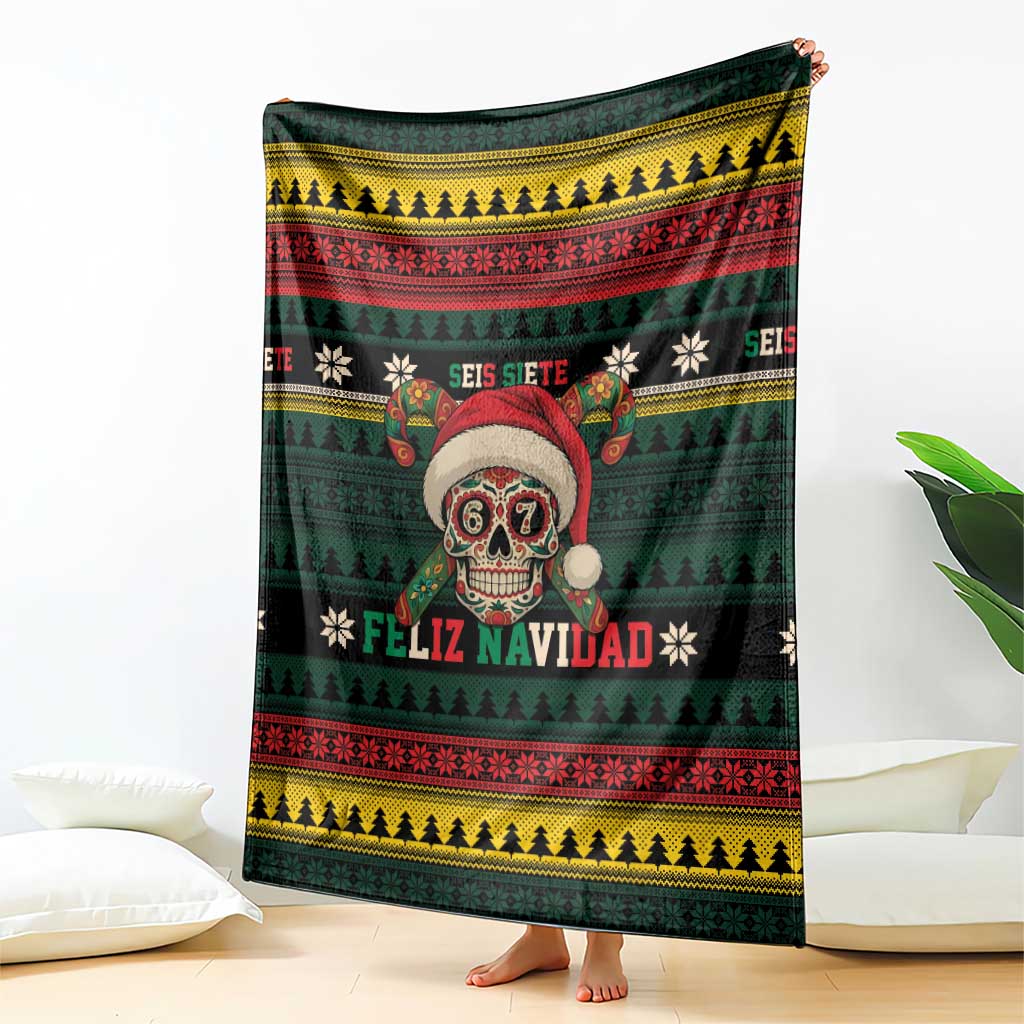 Mexican SEIS Siete 67 Meme Blanket Feliz Navidad Mexico - Wonder Print Shop