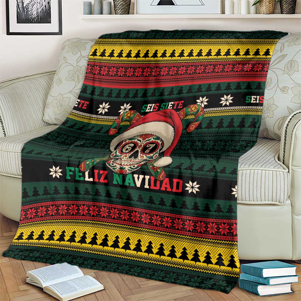 Mexican SEIS Siete 67 Meme Blanket Feliz Navidad Mexico - Wonder Print Shop