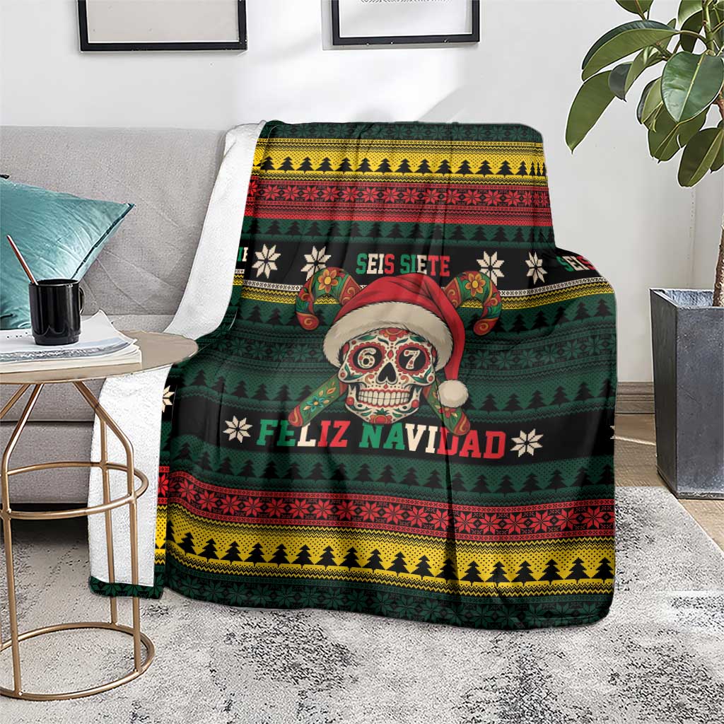 Mexican SEIS Siete 67 Meme Blanket Feliz Navidad Mexico - Wonder Print Shop