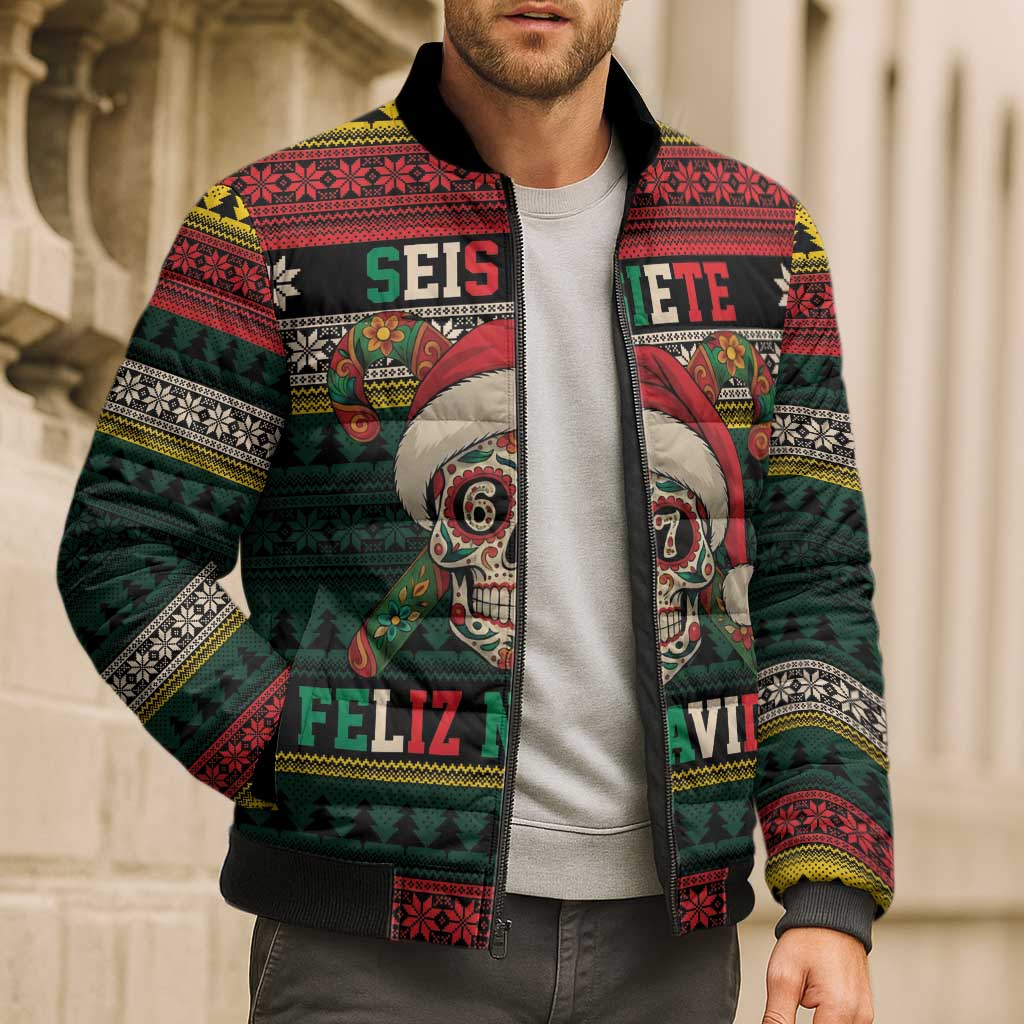 Mexican SEIS Siete 67 Meme Bomber Puffer Jacket Feliz Navidad Mexico - Wonder Print Shop