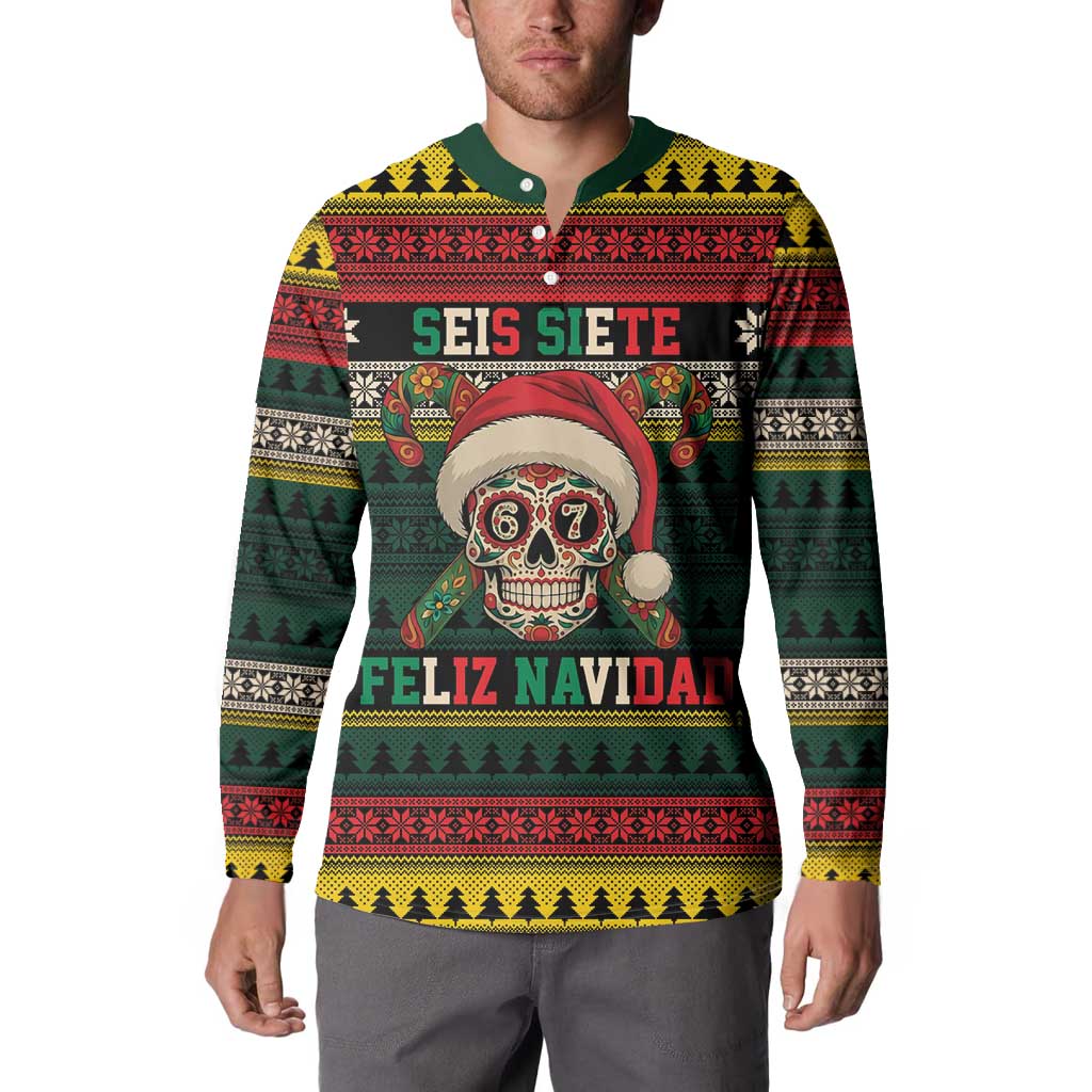 Mexican SEIS Siete 67 Meme Button Sweatshirt Feliz Navidad Mexico - Wonder Print Shop
