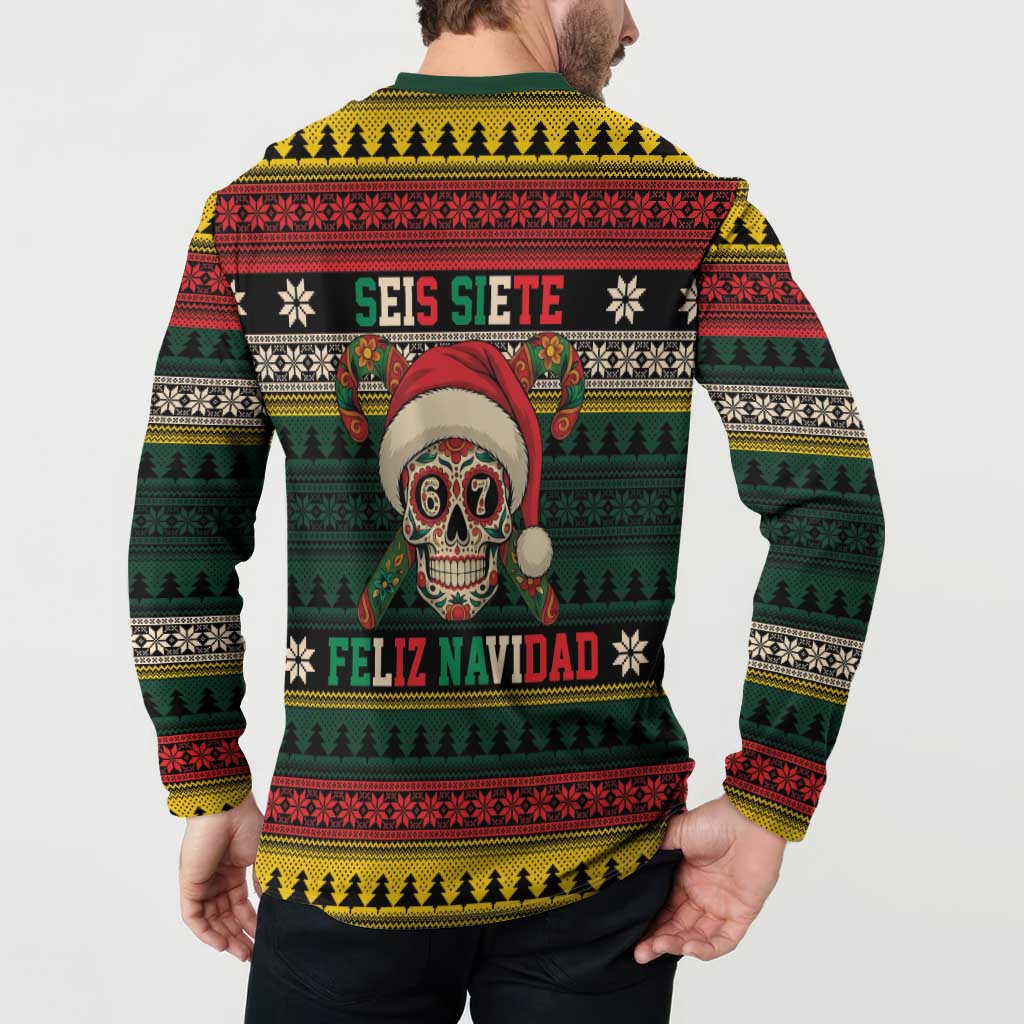 Mexican SEIS Siete 67 Meme Button Sweatshirt Feliz Navidad Mexico - Wonder Print Shop
