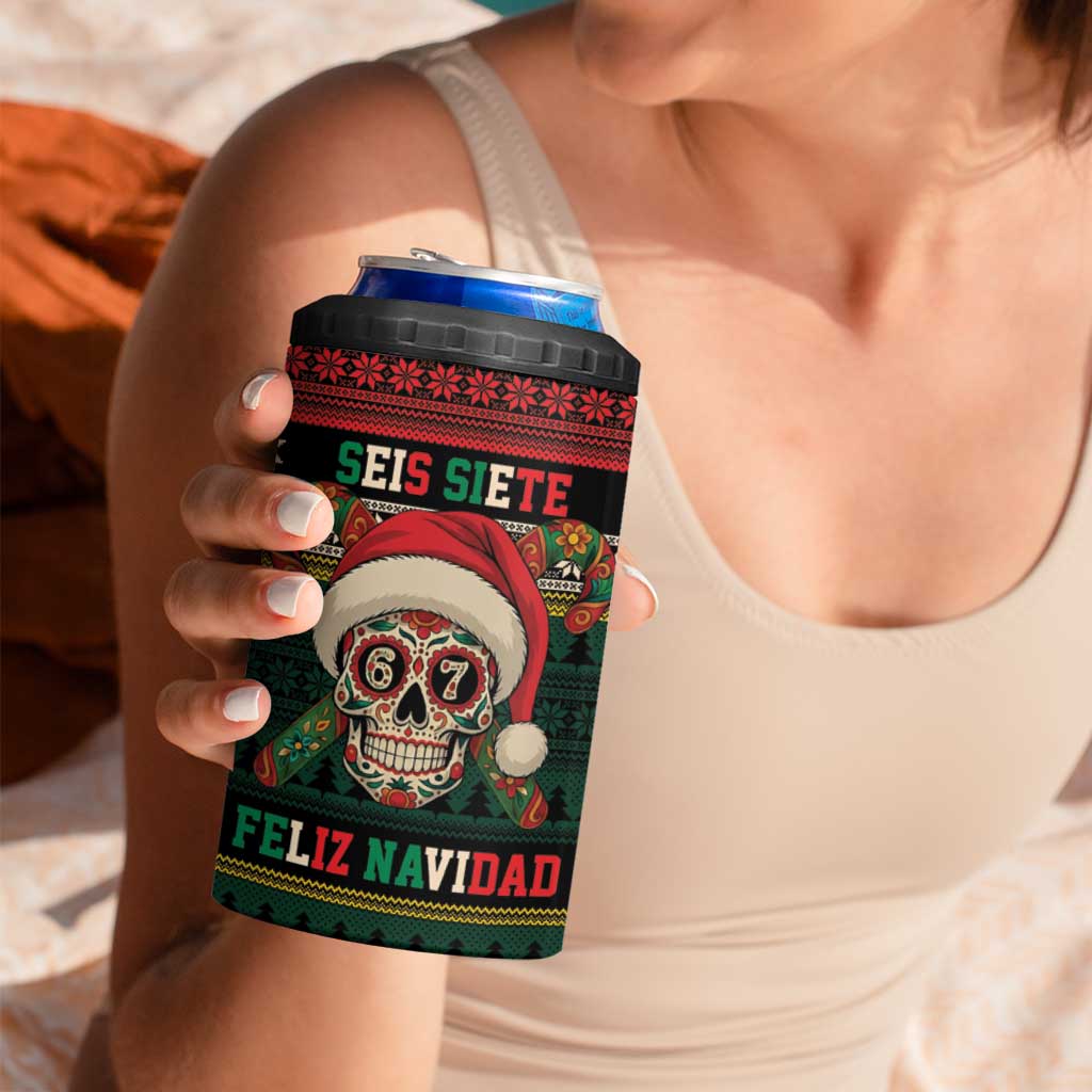 Mexican SEIS Siete 67 Meme 4 in 1 Can Cooler Tumbler Feliz Navidad Mexico - Wonder Print Shop