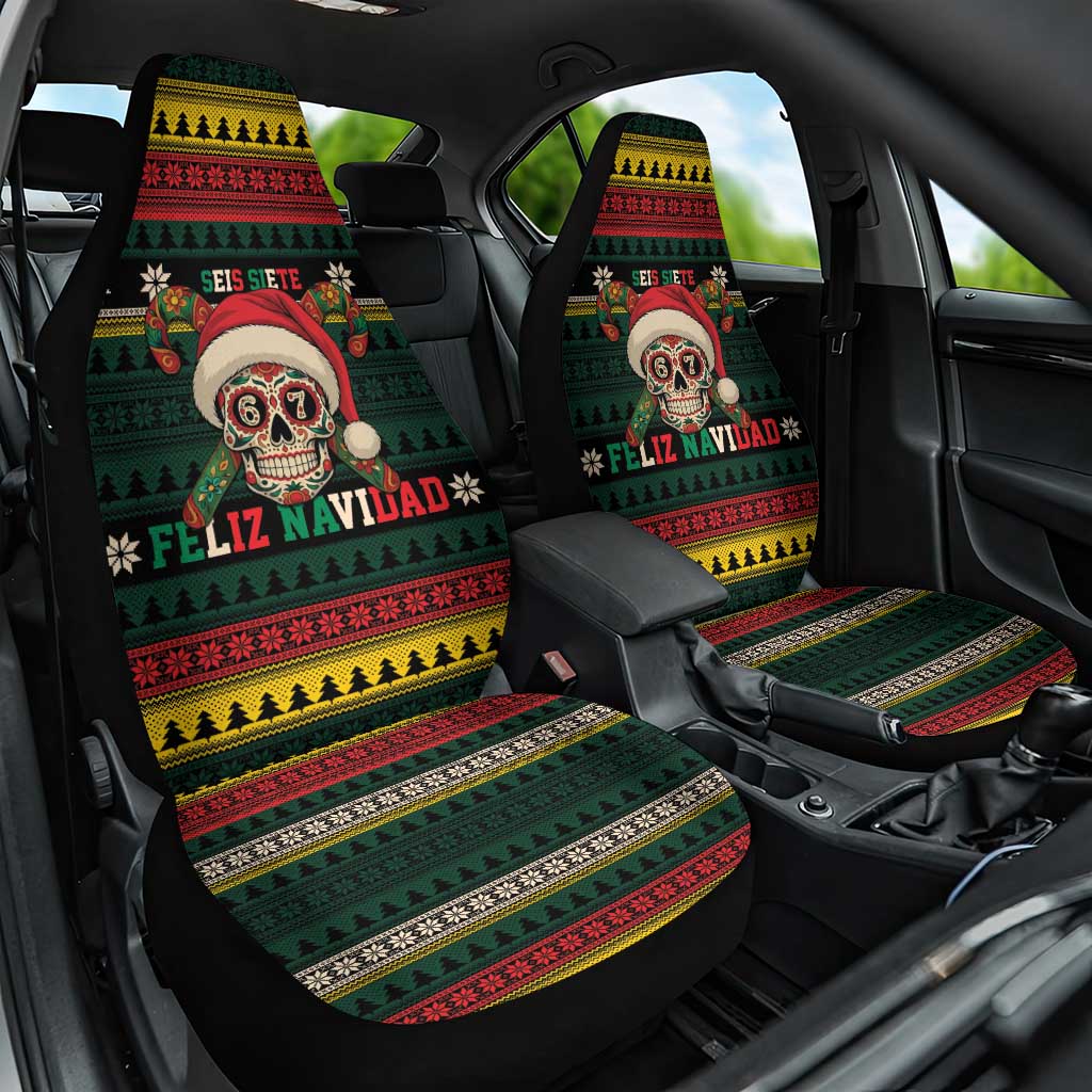 Mexican SEIS Siete 67 Meme Car Seat Cover Feliz Navidad Mexico - Wonder Print Shop