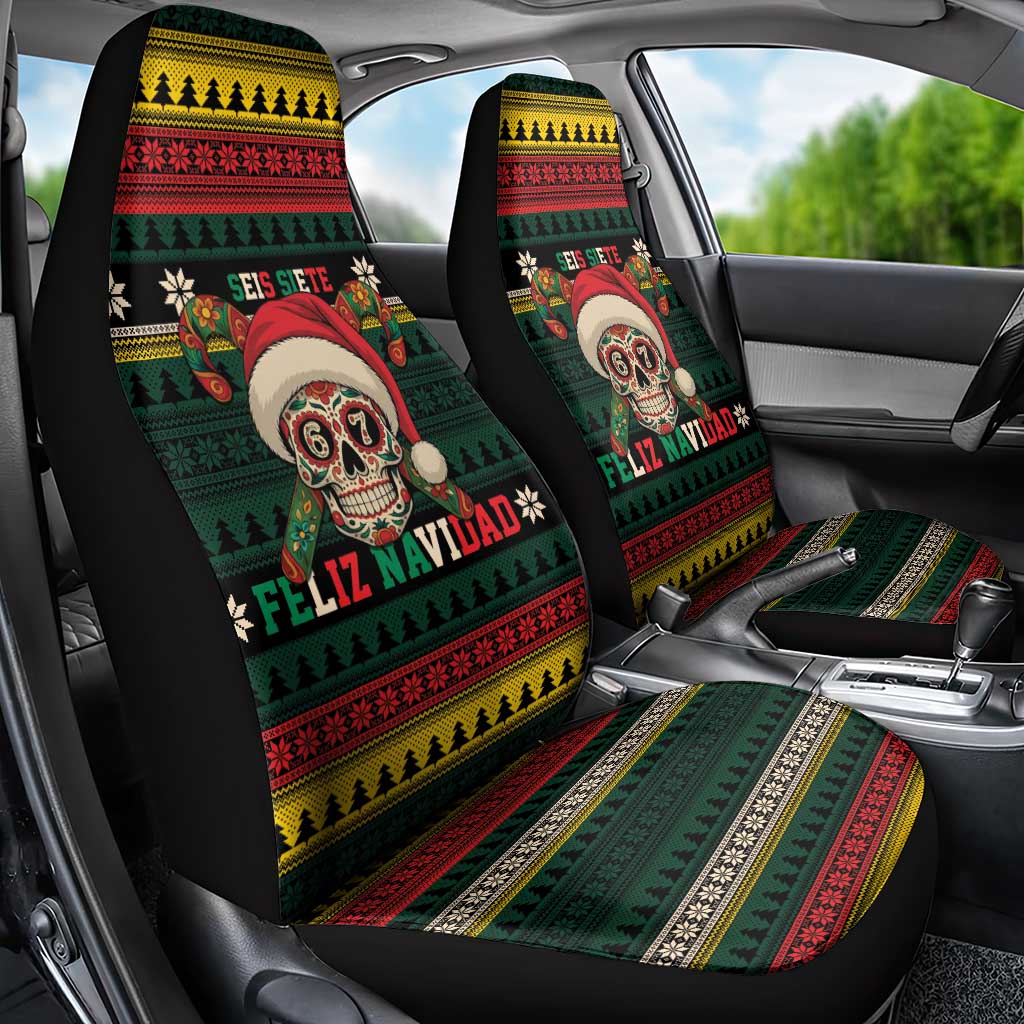 Mexican SEIS Siete 67 Meme Car Seat Cover Feliz Navidad Mexico - Wonder Print Shop