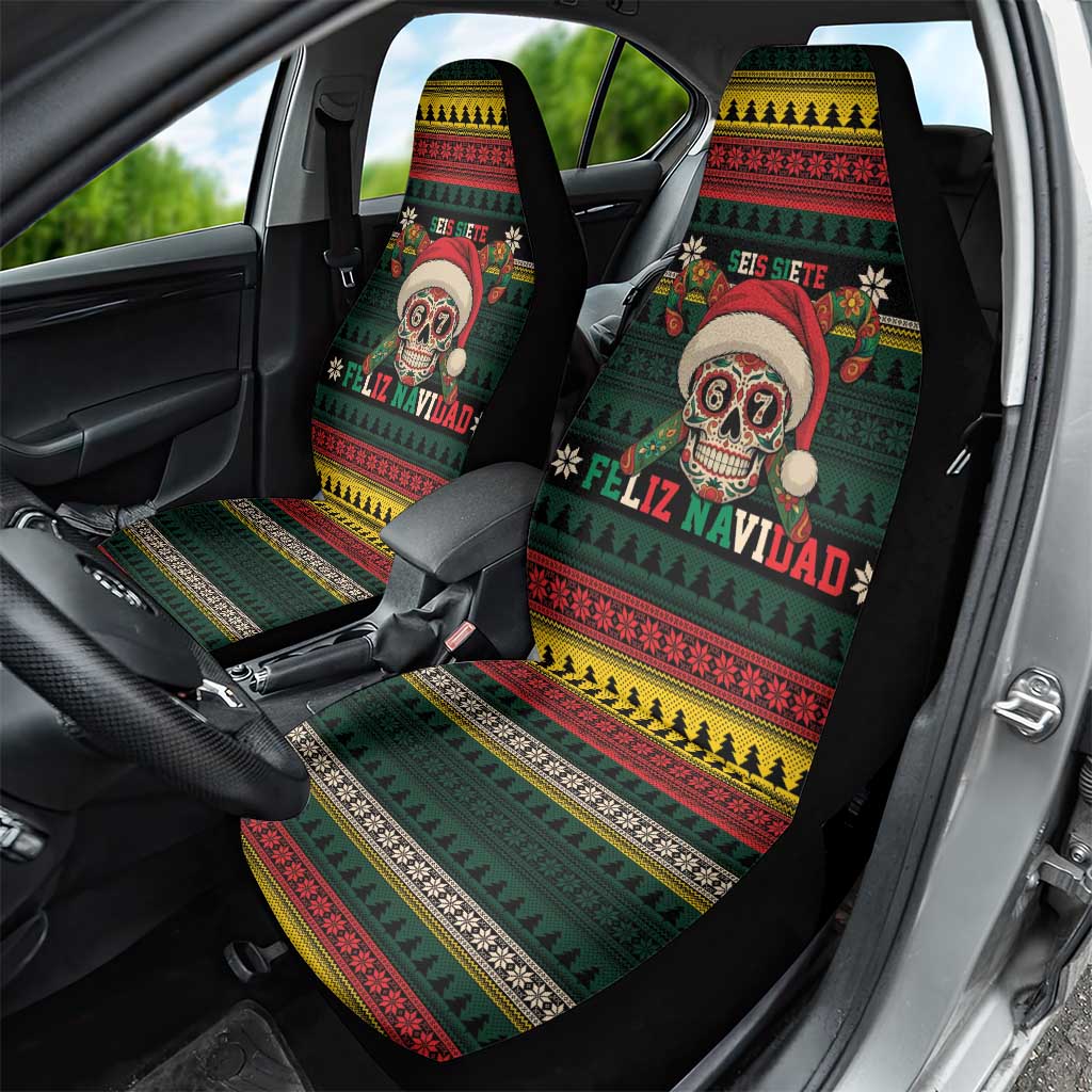 Mexican SEIS Siete 67 Meme Car Seat Cover Feliz Navidad Mexico - Wonder Print Shop