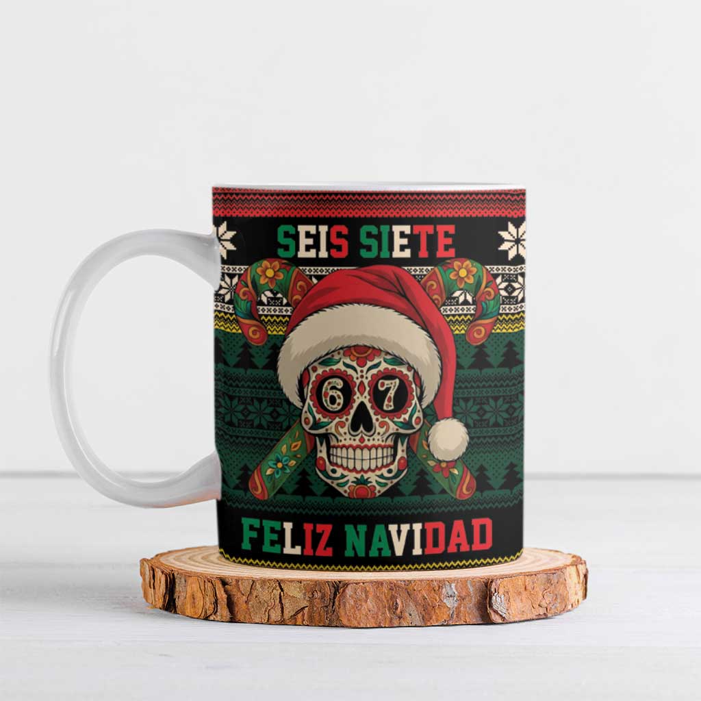 Mexican SEIS Siete 67 Meme Ceramic Mug Feliz Navidad Mexico - Wonder Print Shop