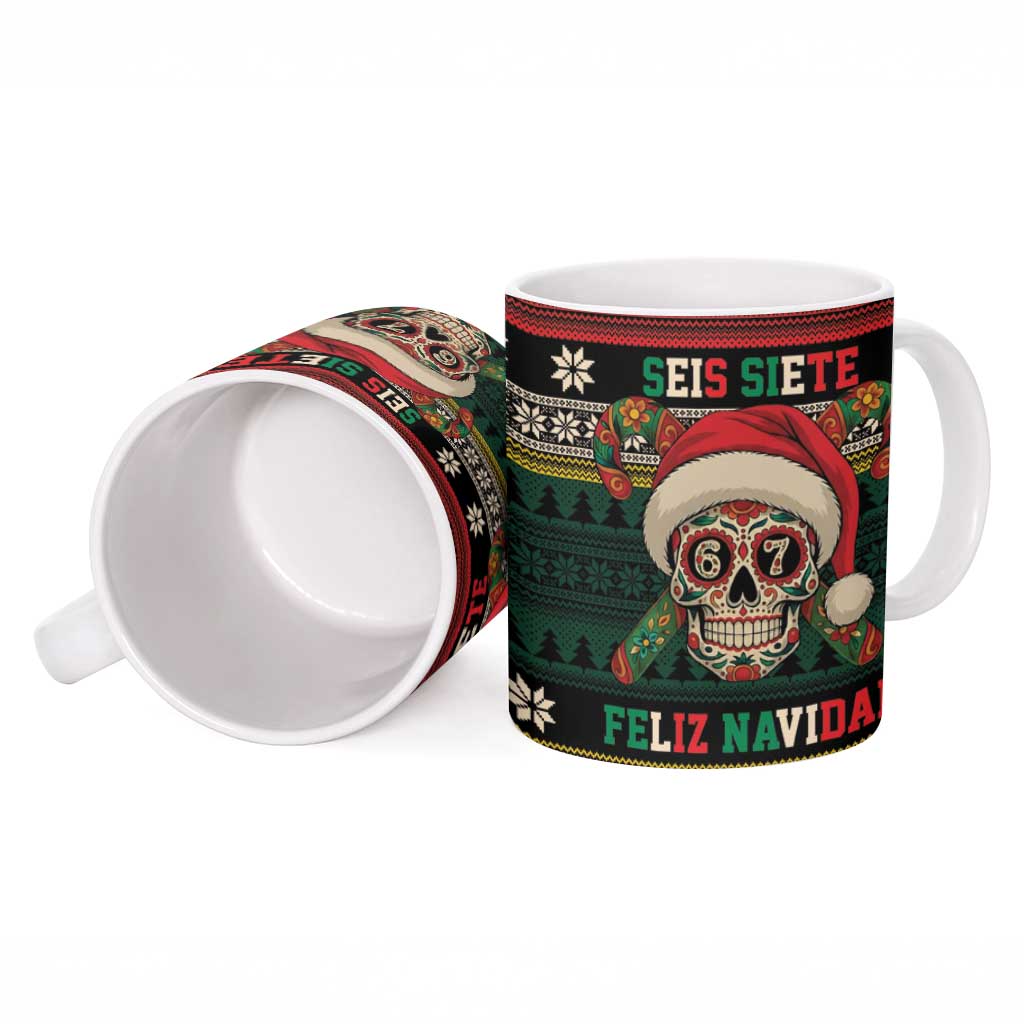 Mexican SEIS Siete 67 Meme Ceramic Mug Feliz Navidad Mexico - Wonder Print Shop