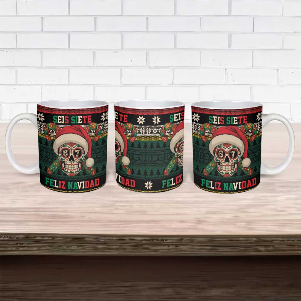 Mexican SEIS Siete 67 Meme Ceramic Mug Feliz Navidad Mexico - Wonder Print Shop