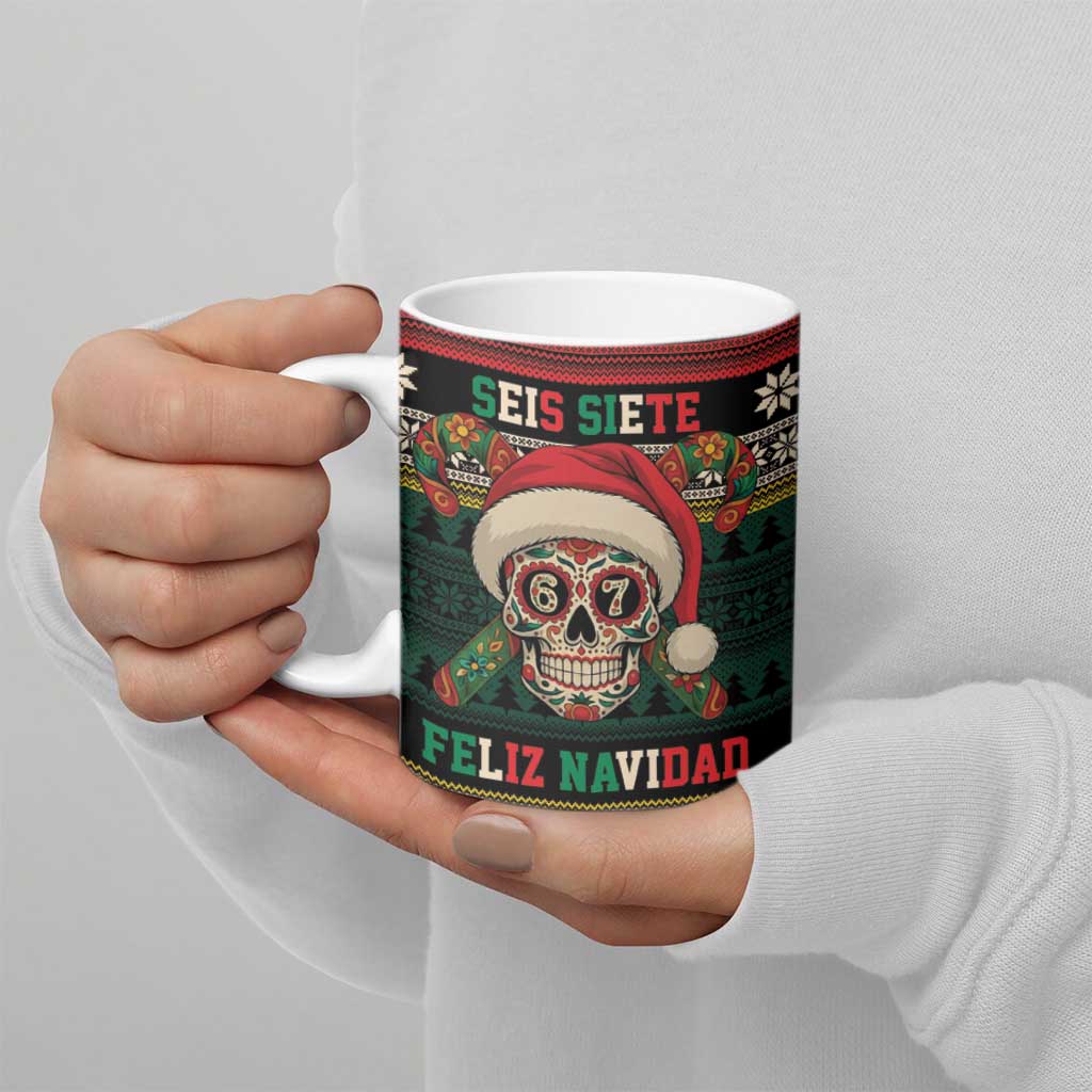 Mexican SEIS Siete 67 Meme Ceramic Mug Feliz Navidad Mexico - Wonder Print Shop