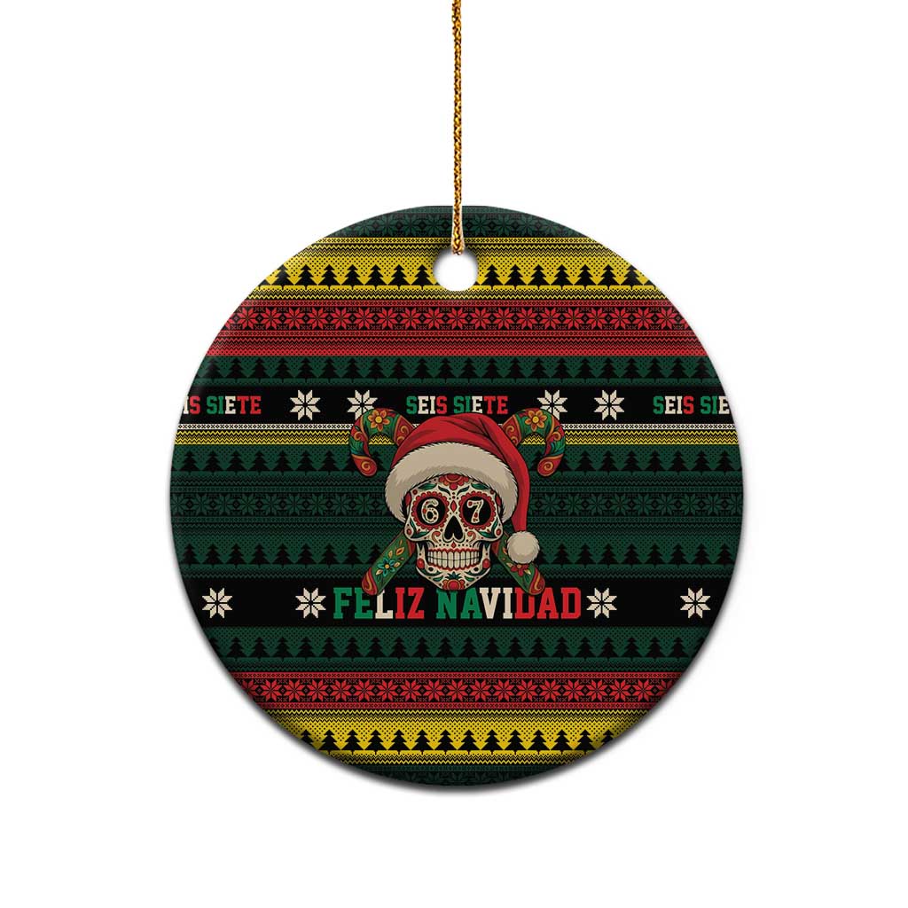 Mexican SEIS Siete 67 Meme Ceramic Ornament Feliz Navidad Mexico - Wonder Print Shop