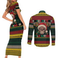 Mexican SEIS Siete 67 Meme Couples Matching Short Sleeve Bodycon Dress and Long Sleeve Button Shirt Feliz Navidad Mexico - Wonder Print Shop