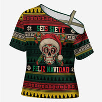 Mexican SEIS Siete 67 Meme Cross Shoulder Shirt Feliz Navidad Mexico - Wonder Print Shop