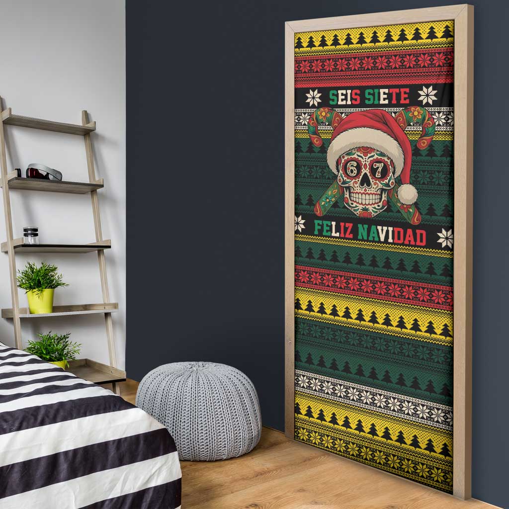 Mexican SEIS Siete 67 Meme Door Cover Feliz Navidad Mexico - Wonder Print Shop