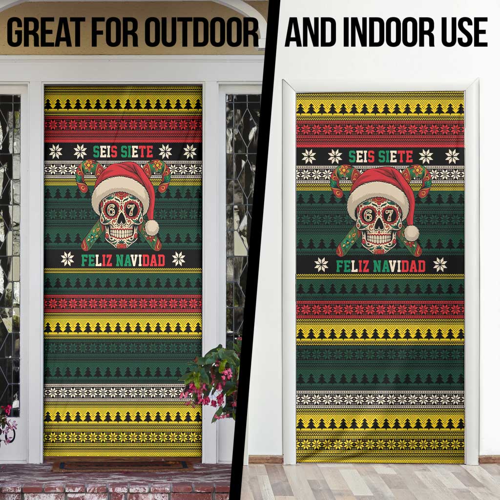 Mexican SEIS Siete 67 Meme Door Cover Feliz Navidad Mexico - Wonder Print Shop