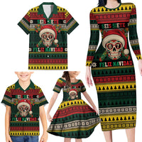 Mexican SEIS Siete 67 Meme Family Matching Long Sleeve Bodycon Dress and Hawaiian Shirt Feliz Navidad Mexico - Wonder Print Shop